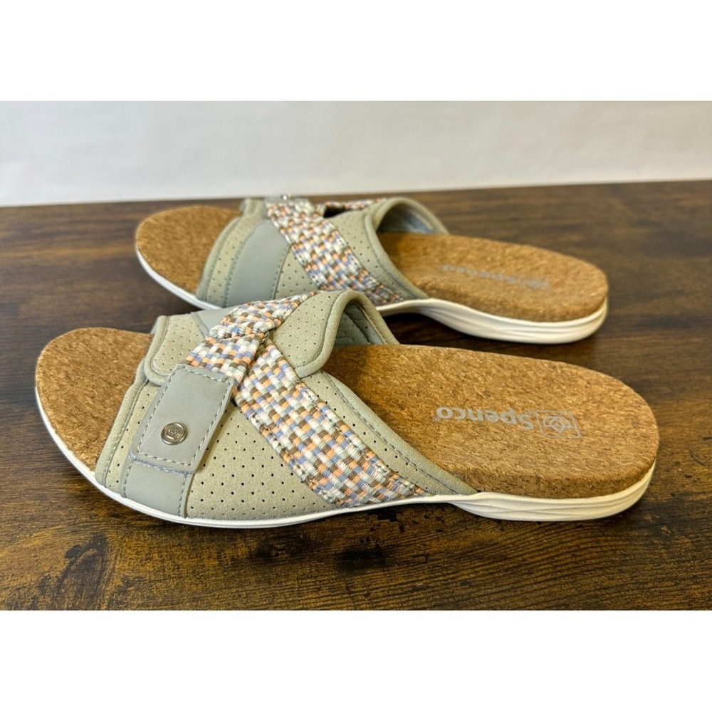 Spenco Women's Bonaire Orthotic Slide Sandals Checkered Cork Size 9 B Comfort - Picture 3 of 10